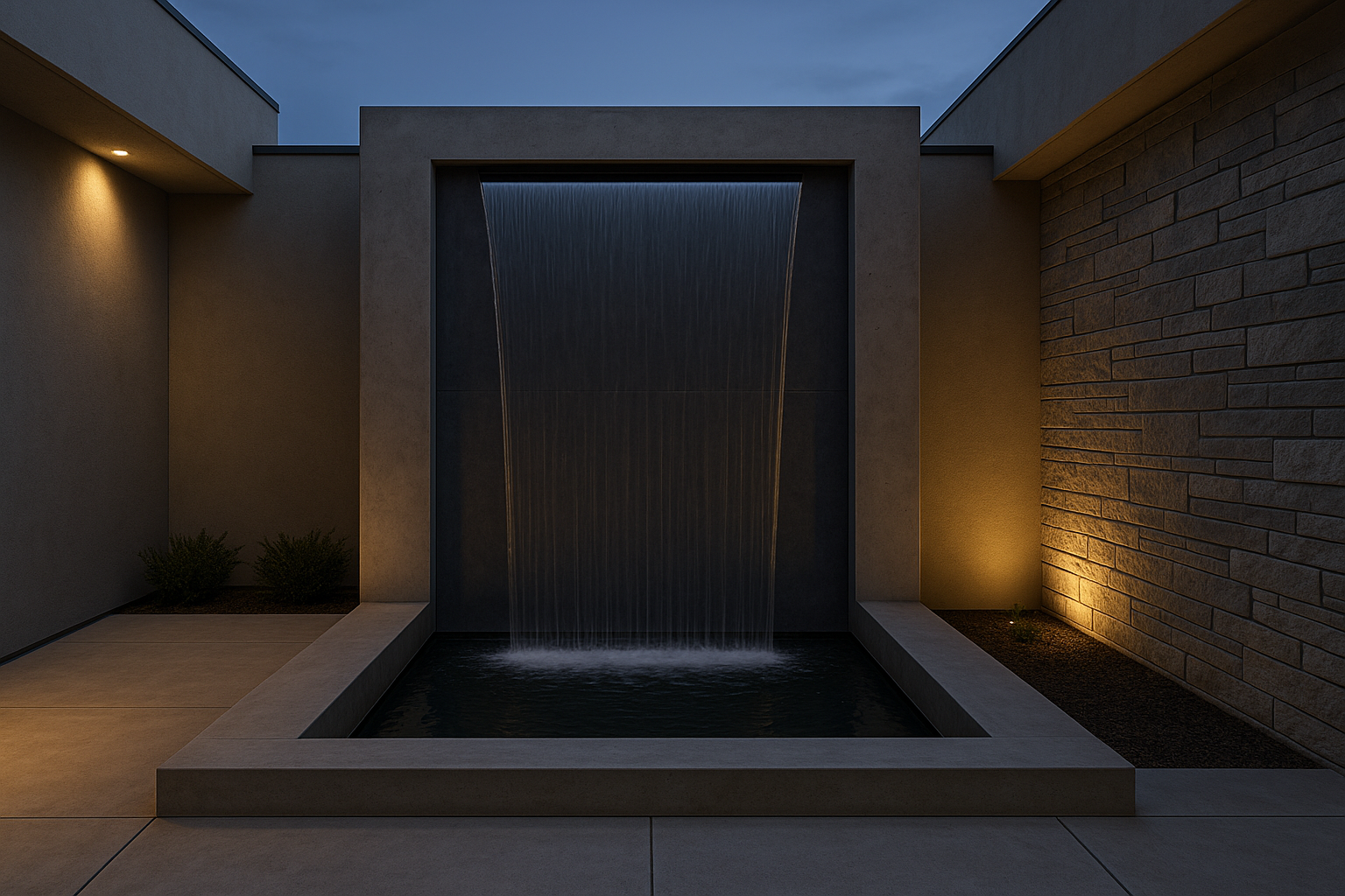 Modern minimalist wall water feature
